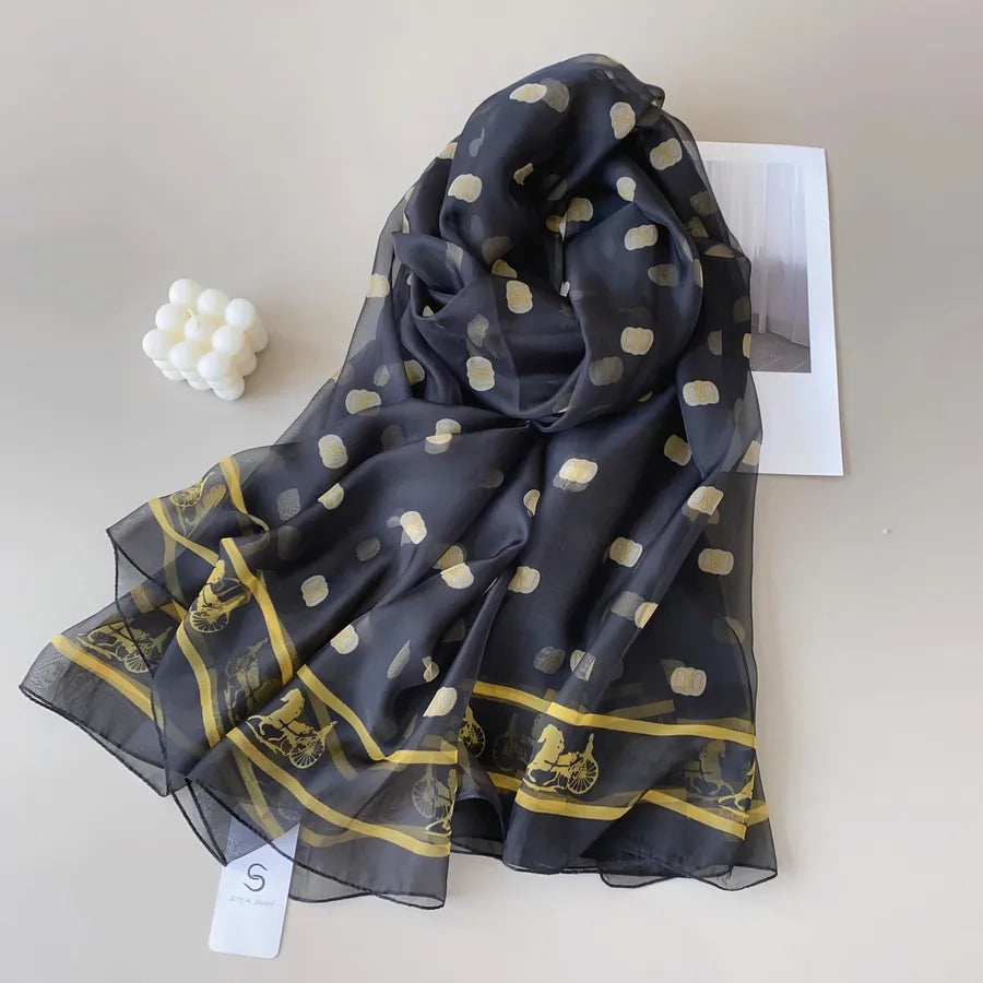 Women's Elegant Printing Polyester Chiffon Silk Scarf