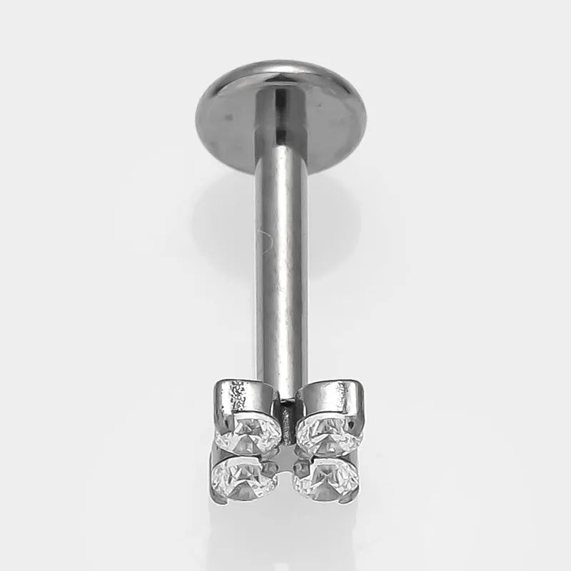 1 Piece Lip Rings Simple Style Commute Crown Butterfly Titanium Steel Inlay Zircon 18K Gold Plated Ear Cartilage Rings & Studs