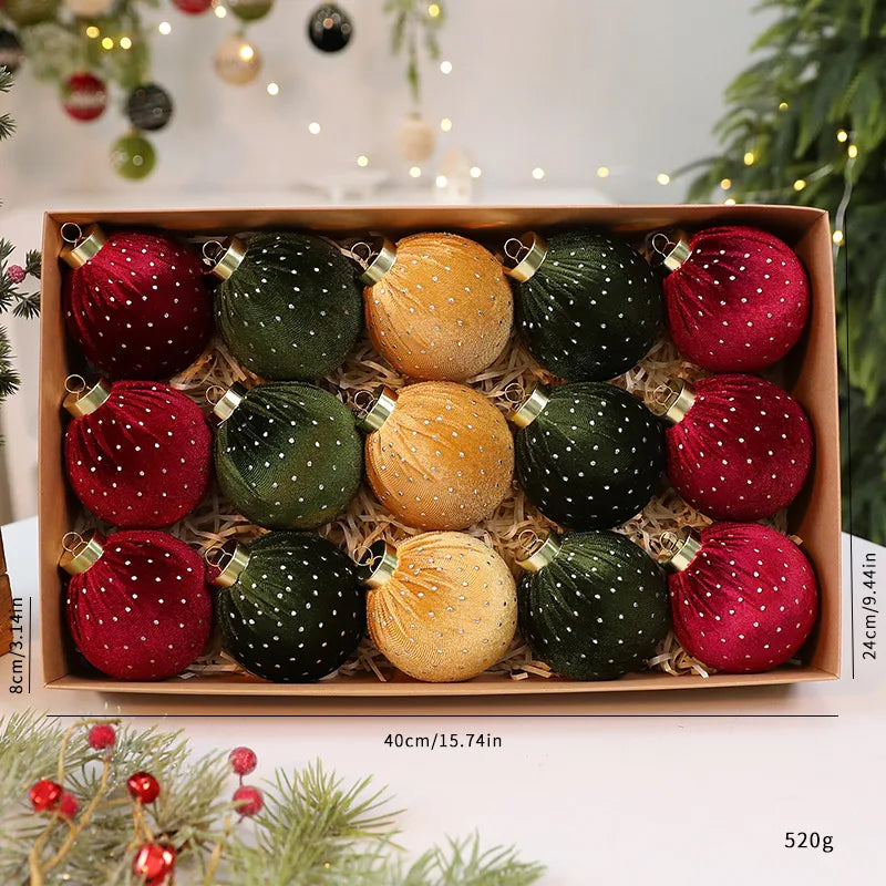 Luxurious Velvet Christmas Ball Ornament Star Embellished Christmas Tree Decoration Festive Fabric Star Stuffed Ball Hanging
