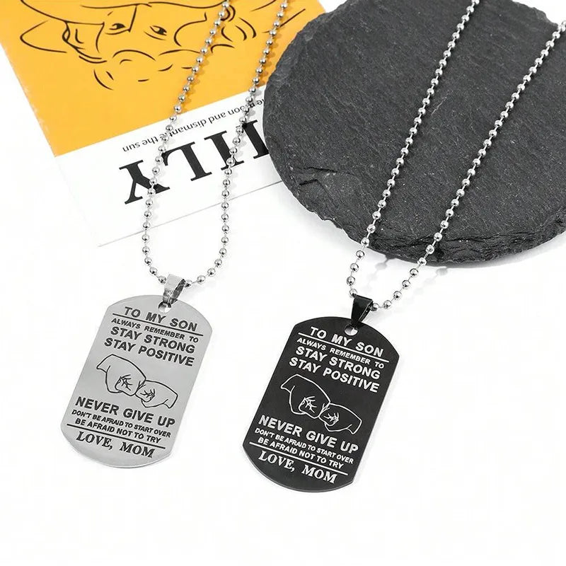 Modern Style Simple Style Letter 304 Stainless Steel Carving Silver Plated Black Plated Men's Pendant Necklace