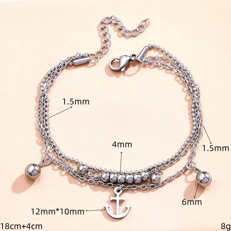 Casual Elegant Glam Universe Mermaid Anchor 304 Stainless Steel Mostacilla Titanium Steel 14K Gold Plated cable chain snake chain Bracelets In Bulk