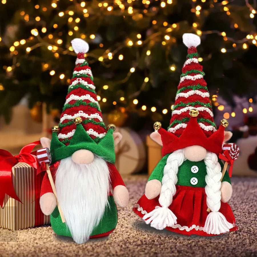 Christmas Cute Doll Stripe PP Flannel Party Ornaments