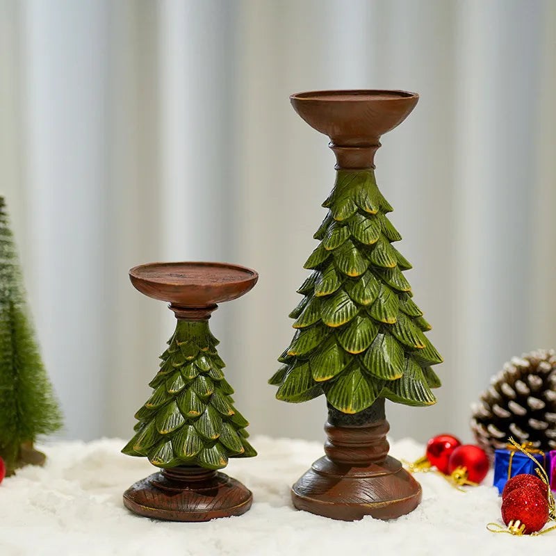 Christmas Retro Christmas Tree Bear Resin Indoor Party Festival candlestick
