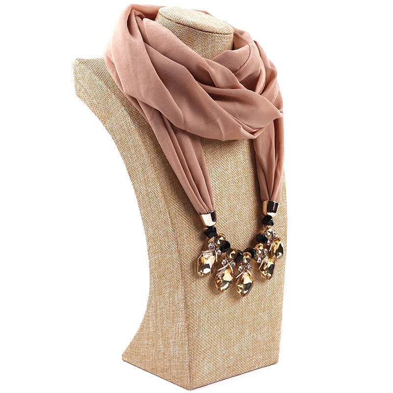 women's elegant solid color chiffon tassel scarf