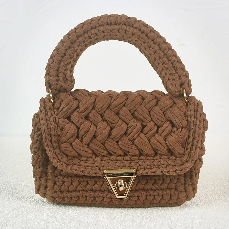 women's polyester color block elegant ethnic style square lock clasp handbag