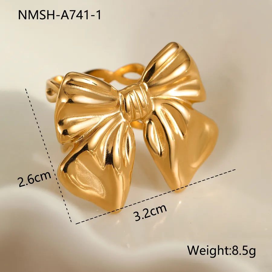 Wholesale Jewelry IG Style Elegant Glam Flower Butterfly Bow Knot 304 Stainless Steel Open Rings