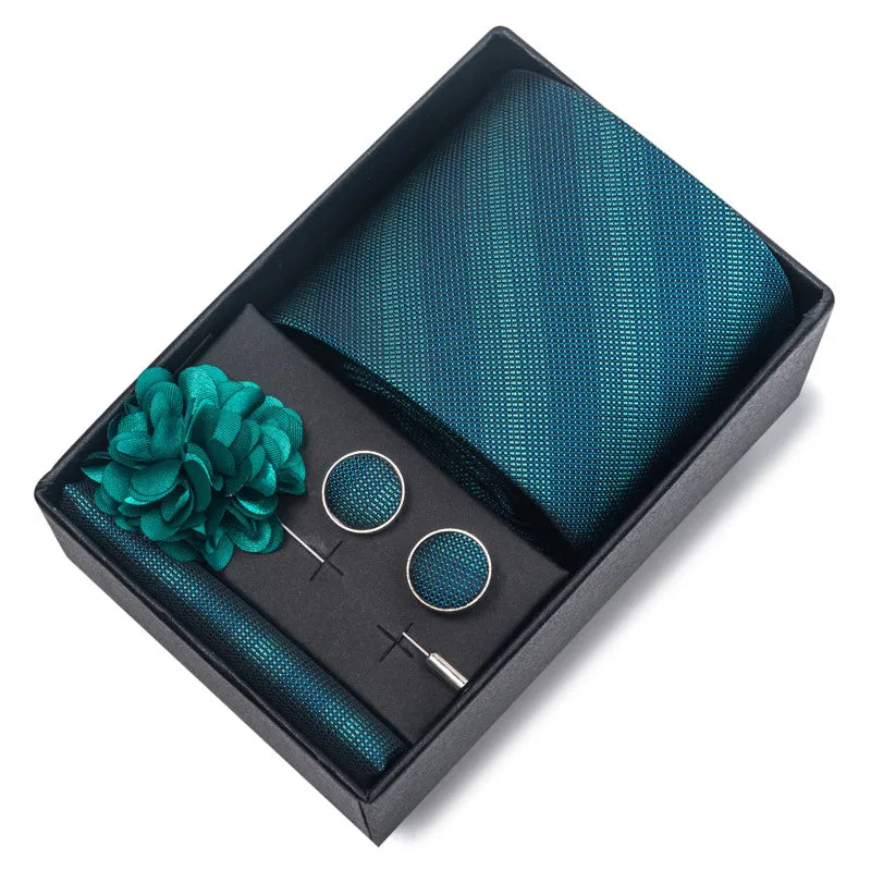 commute geometric stripe cashew nuts polyester yarn men's square scarf cufflinks tie
