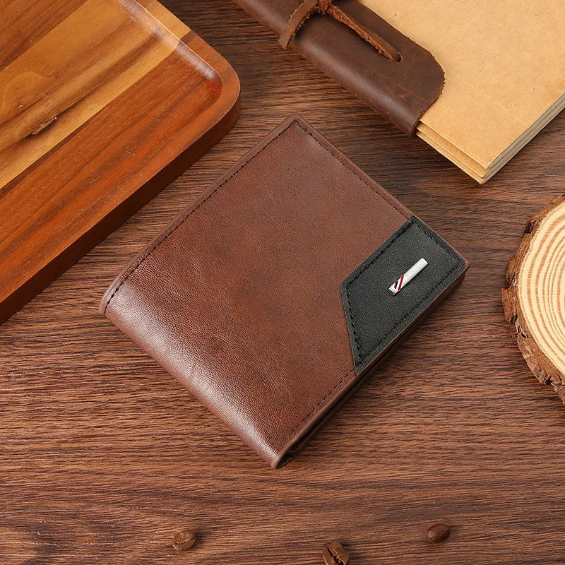 Men's Solid Color Pu Leather Open Small Wallets