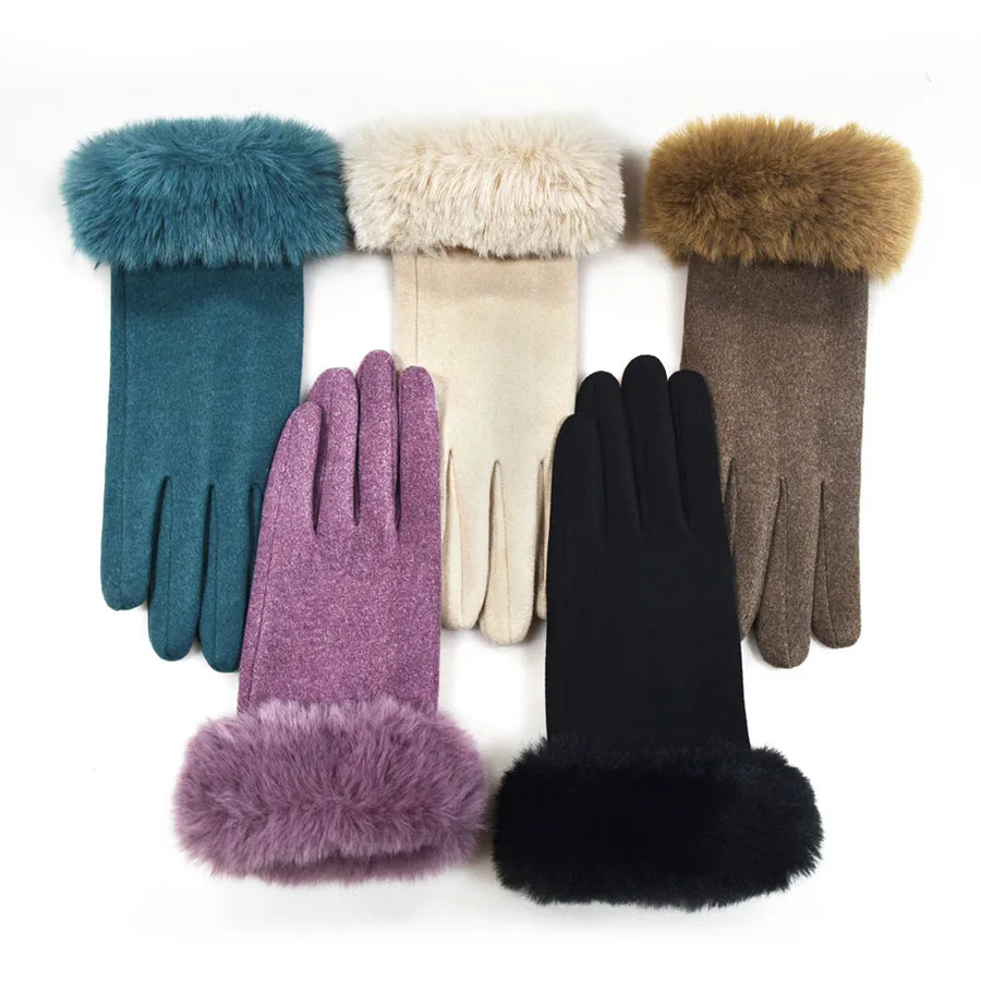 Women's Winter Fashion Touchscreen Gloves Warm Cycling Cold Proof Gloves Stylish Basic Design Polyester Fabric Hand Warmer