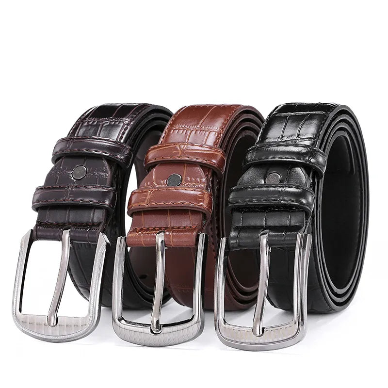 Men's pin buckle belt business casual crocodile PU belt stall gift manufacturers spot wholesale