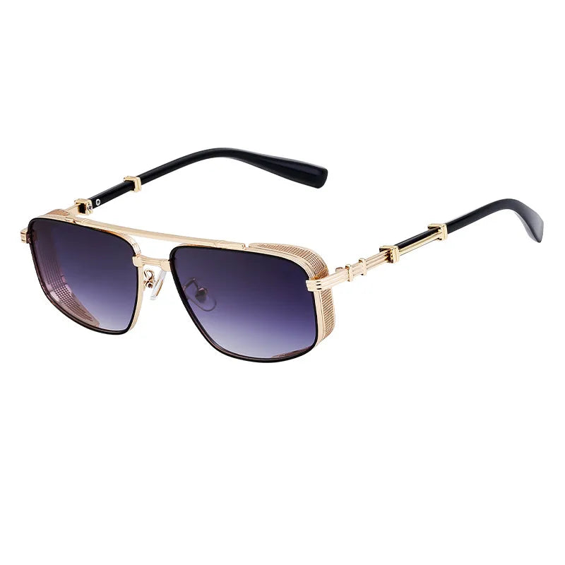 Vacation Simple Style Color Block Pc Gradient Tinted Lenses Square Full Frame Men's Sunglasses