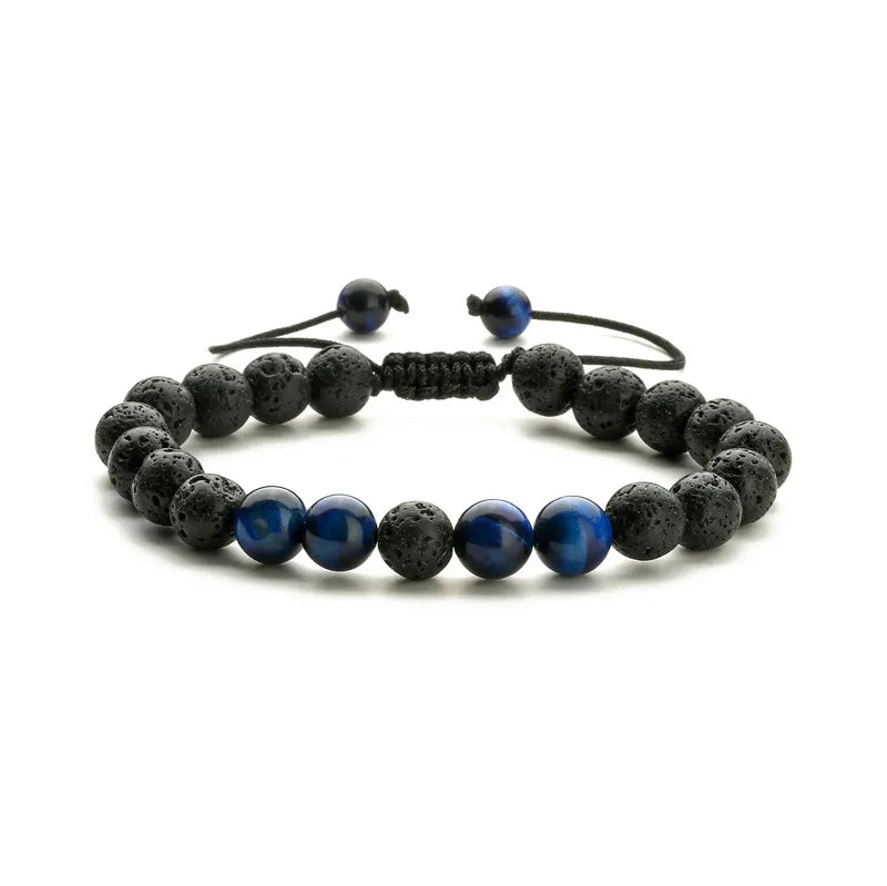 Retro Classic Style Geometric natural stone Volcanic rock Tiger Eye Bracelets In Bulk