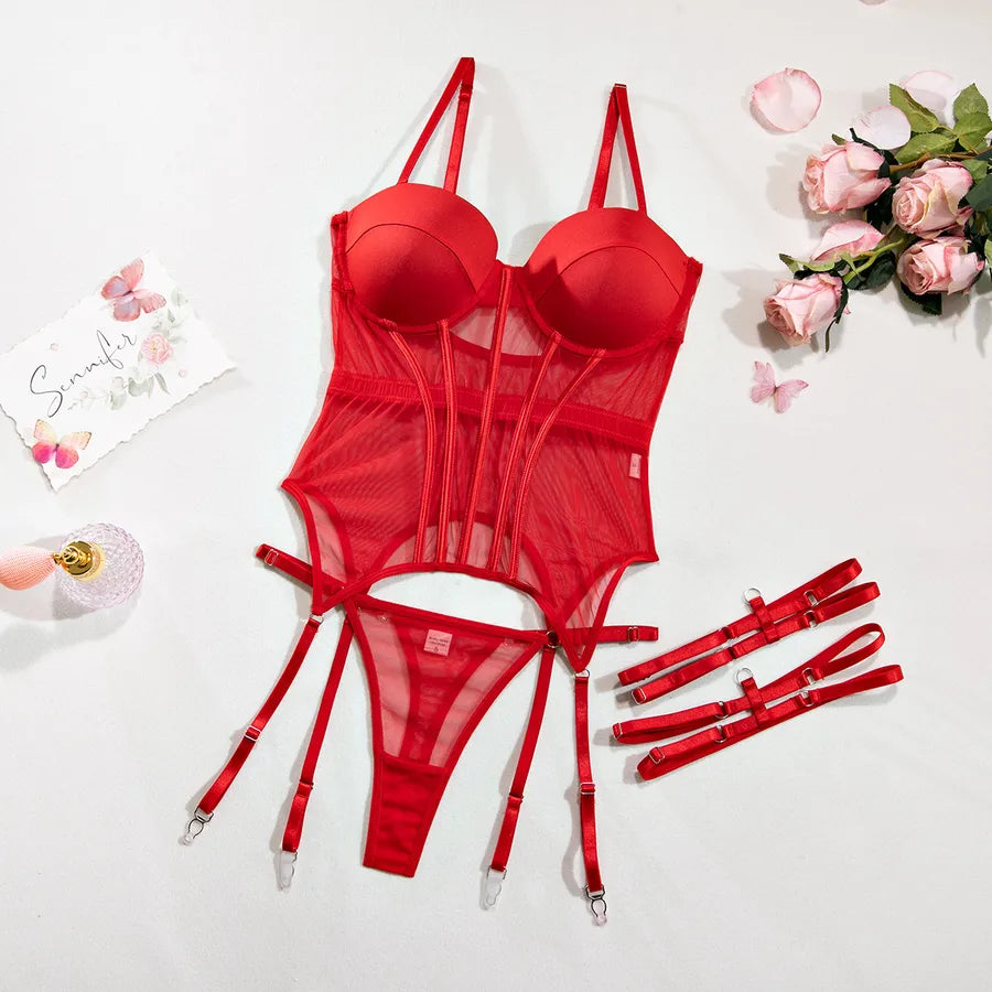 solid color underwire bra sexy low waist thong sexy lingerie