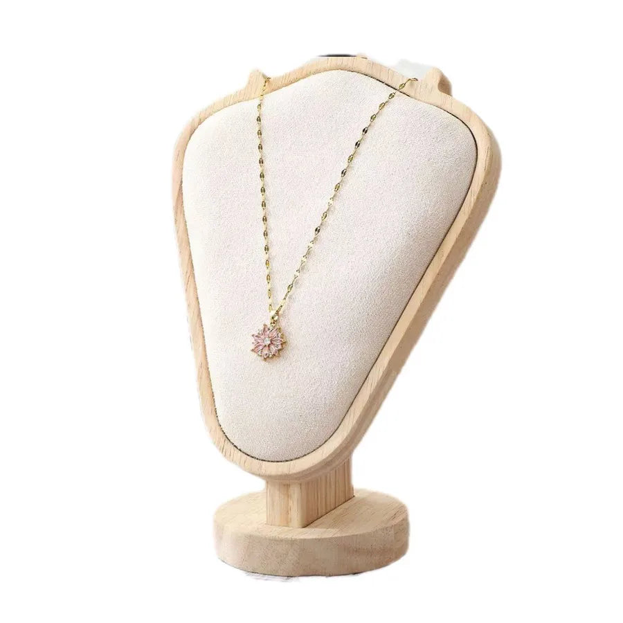 Walnut Texture Necklace Display Stand Mannequin Jewelry Showcase Window Display Props Luxury Wooden Real Material Exhibits