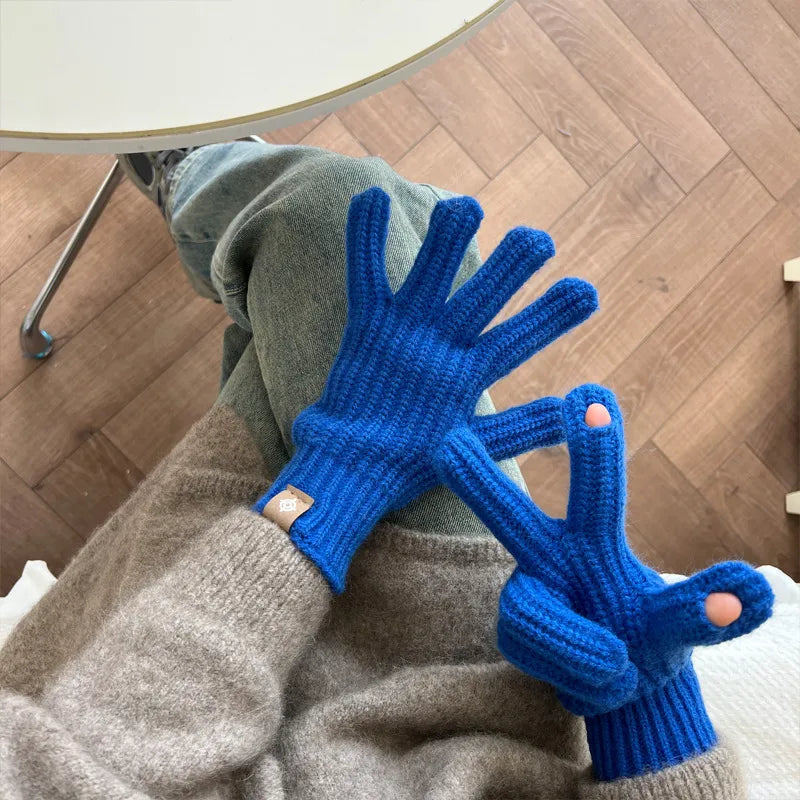 women's simple style solid color gloves 1 set