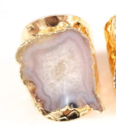 casual irregular crystal agate gold plated crystal wholesale open ring