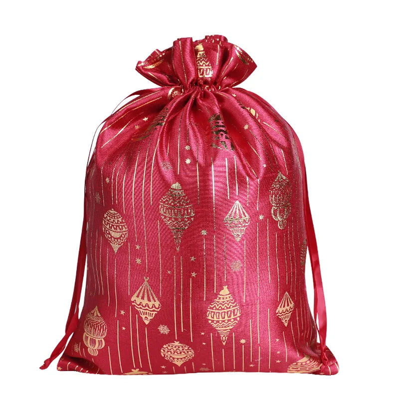 Lina New Christmas Golden Embossed Bamboo Node Cotton Rope Drawstring Gift Storage Bag Chinese Style Gift Packaging