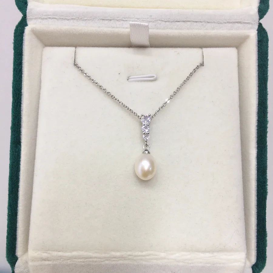 Highlight 5A grade meter-shaped natural freshwater pearl necklace drop-shaped natural pearl pendant live wholesale