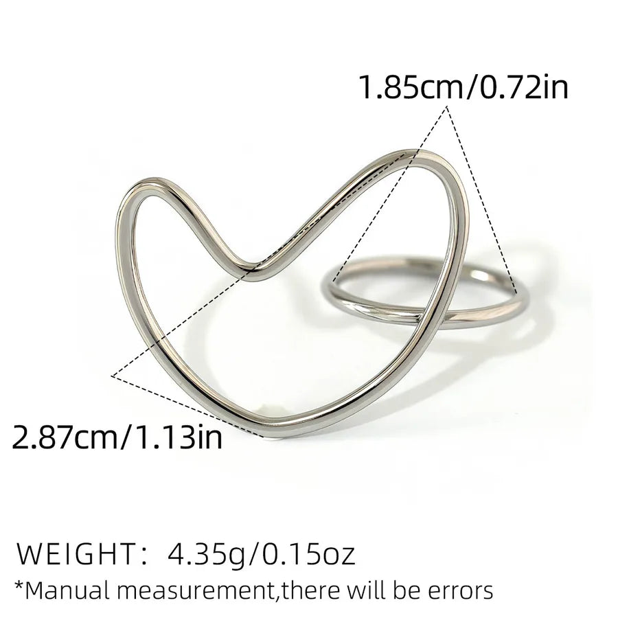 Wholesale Jewelry Sweet Artistic Heart Shape 304 Stainless Steel 18K Gold Plated Hollow Out Rings