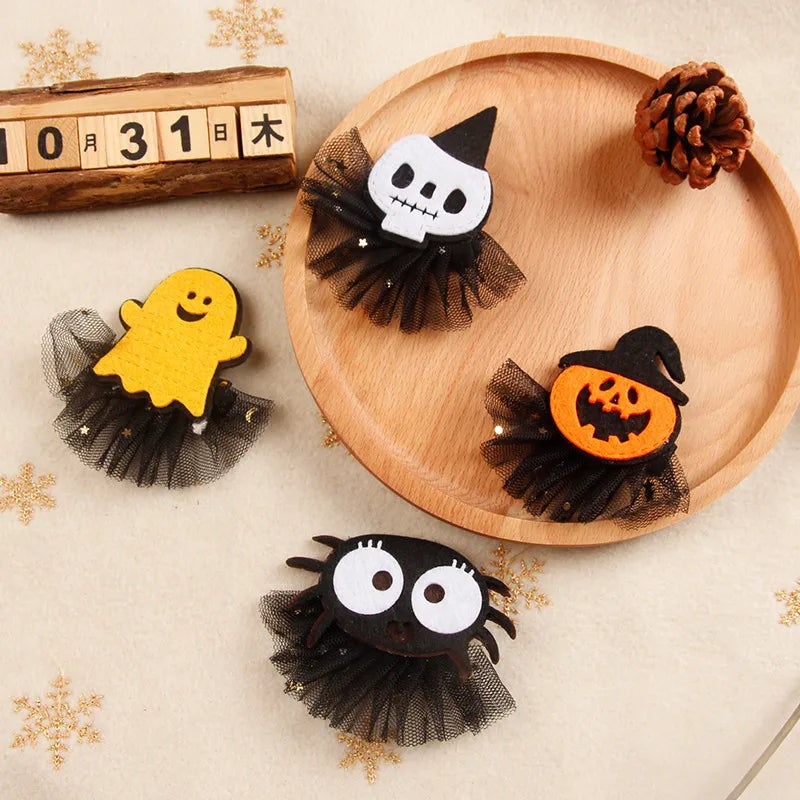 cartoon style pumpkin ghost alloy hair clip 1 piece