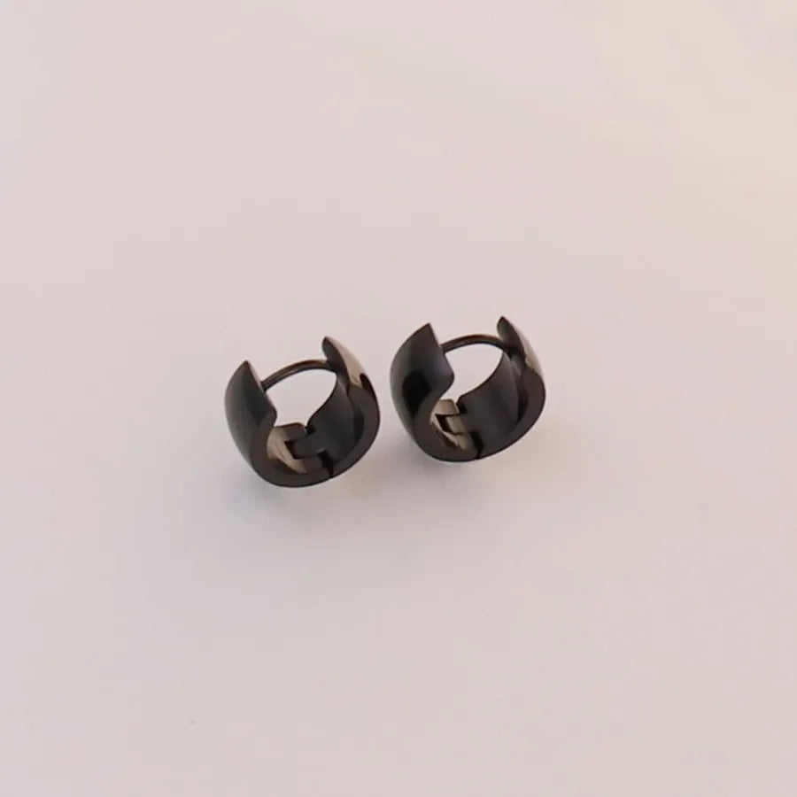 Simple Style Round Solid Color 304 Stainless Steel Earrings 1 Pair