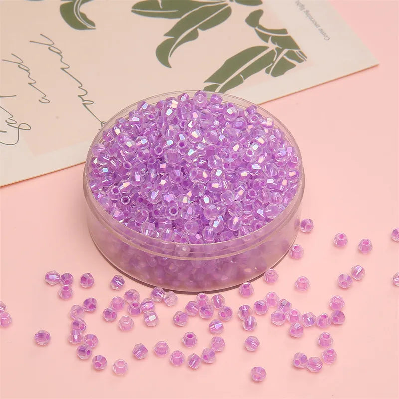 4mm Facet Rainbow Rhombus Crystal Beads Glass DIY Handmade Loose Beads Material Jewelry Accessories Ornament Making Kit