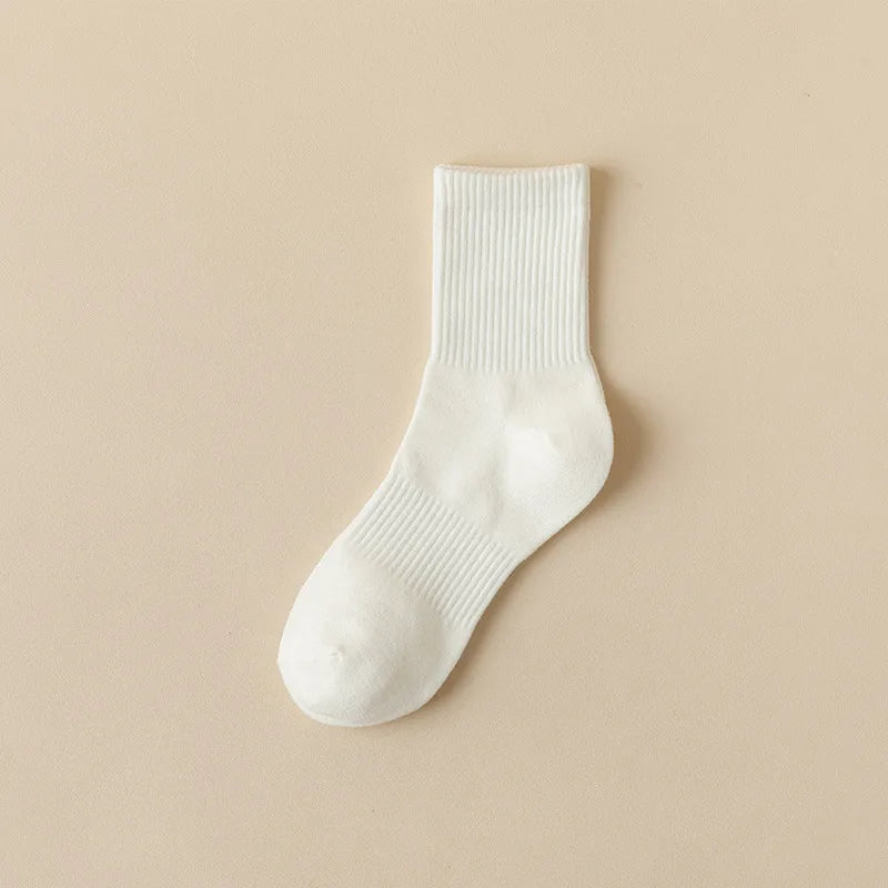 Socks men's cotton mid-calf length socks solid color white autumn men's sports deodorant  tide socks men's wholesale