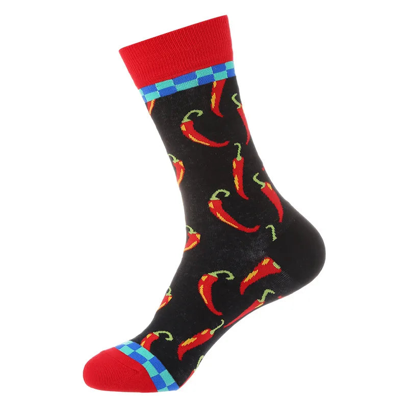 Men's Cute Streetwear Rabbit Smile Face Cotton Jacquard Crew Socks 10 Pairs Per Pack