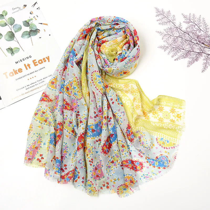 Women's Ethnic Style Color Block Polyester Scarf