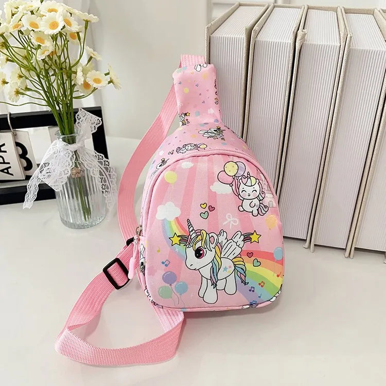 Girl'S Nylon Cartoon  Cute Oval Zipper Fanny Pack