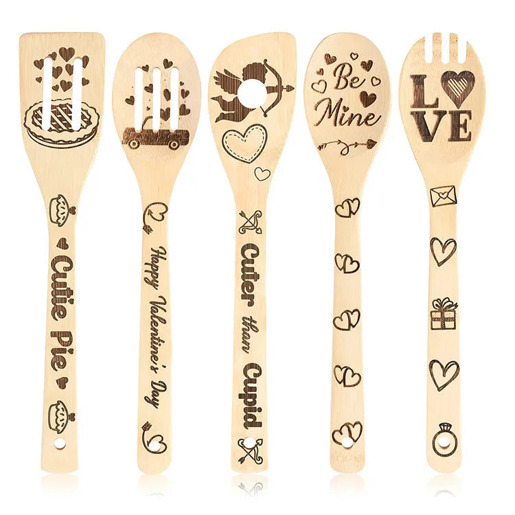 Simple Style Animal Letter Bamboo Shovel kit 5 Pieces Set