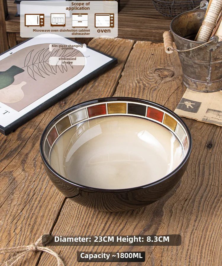 European Style Kiln Glaze Ceramic Tableware Creative Plate Set Salad Bowl Rice Bowl Steak Disc Fish Plate Mug