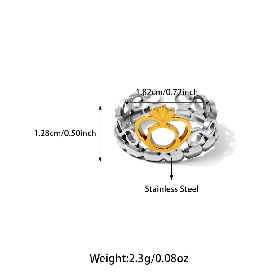 Wholesale Jewelry Casual Starfish Heart Shape Flower 304 Stainless Steel Open Rings