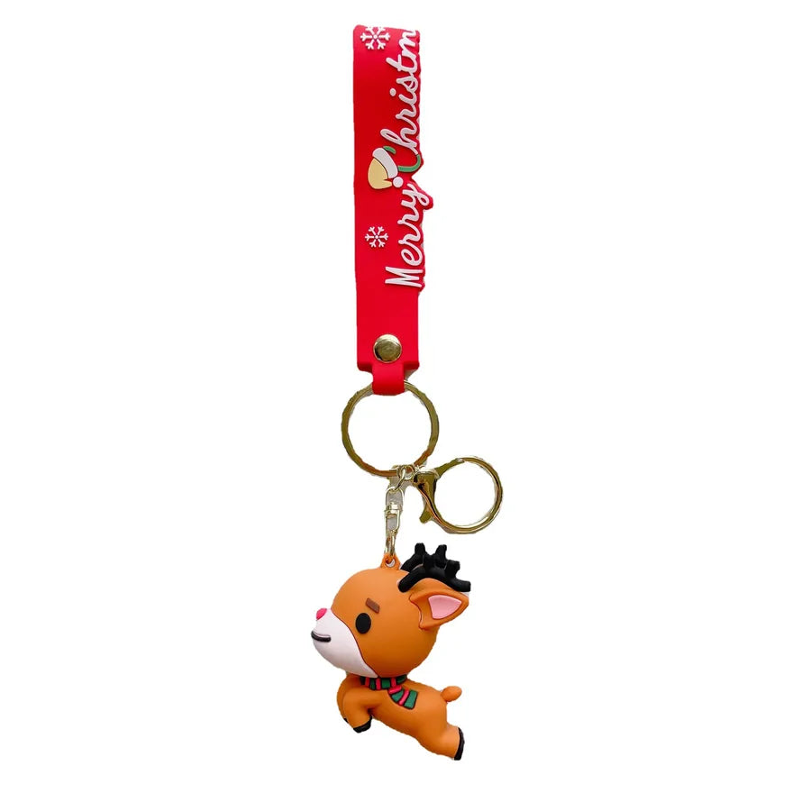Cartoon Style Santa Claus Silica Gel Christmas Women's Keychain