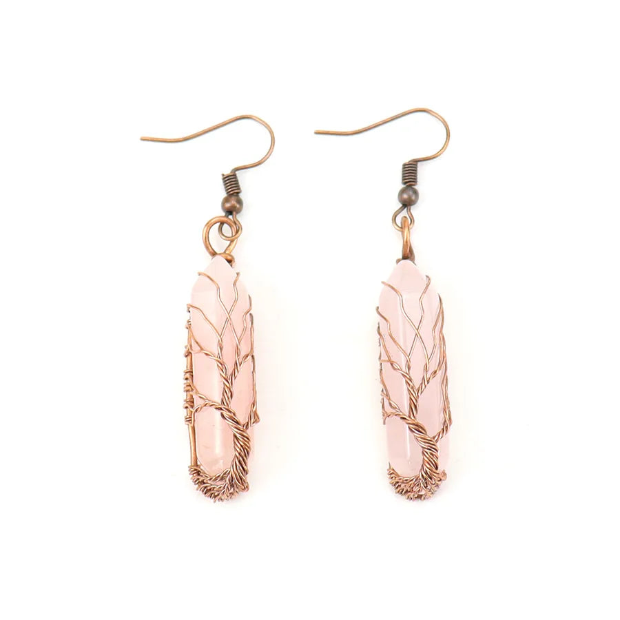 fashion hexagon prism artificial crystal copper plating drop earrings 1 pair