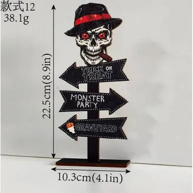 Wooden Halloween Decorations Ghost Festival Props Pumpkin Sprite Letter Wooden Ornaments Ghost Wooden Display Stand