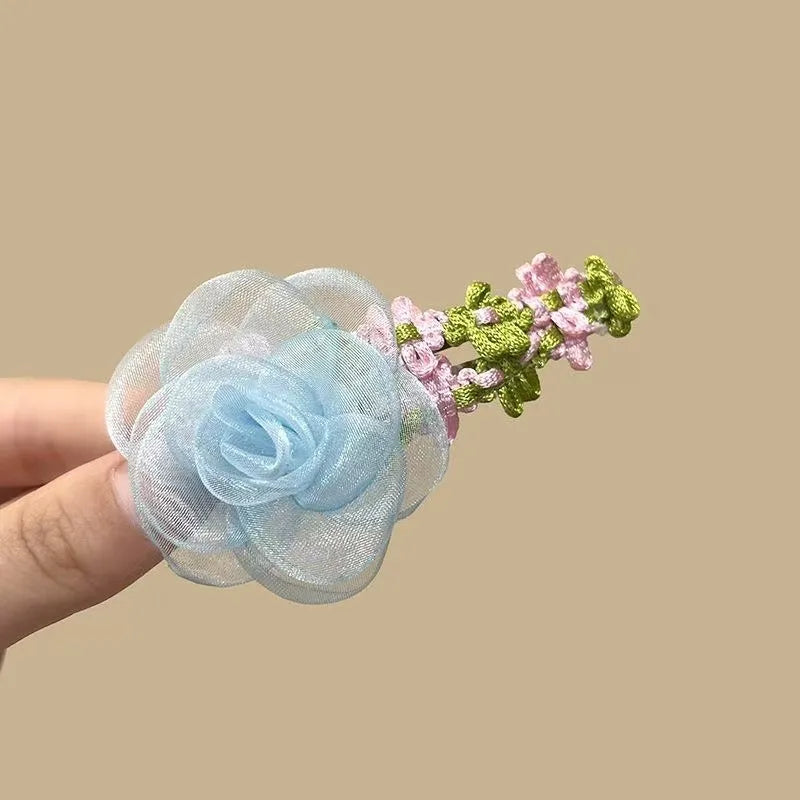 Super Fairy Artificial Flower Butterfly Flower Tassel Grip Female Sweet Style Unique and Exquisite Barrettes Ins All-Match Hair Accessories Fashion
