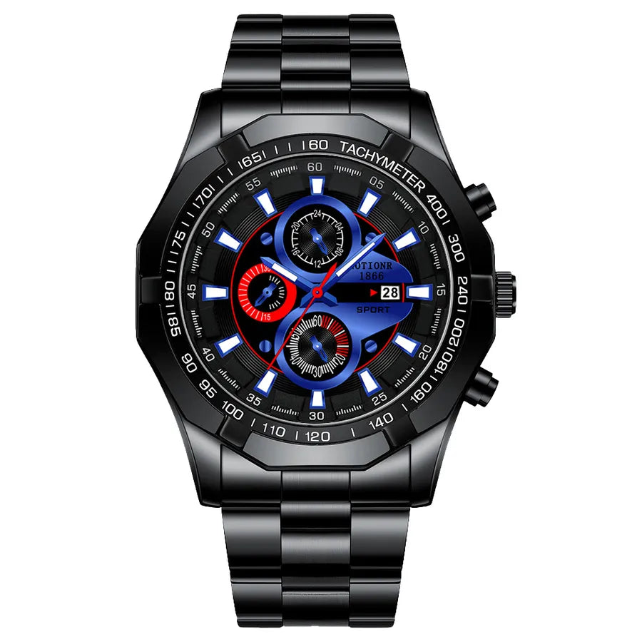 fashion geometric single folding buckle quartz men's watches