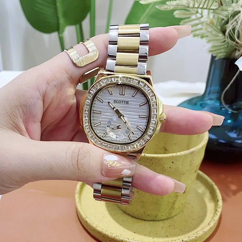 Casual Simple Style Commute Round Rectangle Butterfly Double Snap Quartz Watch