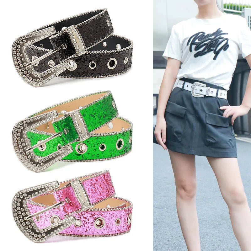 Punk Streetwear Solid Color Imitation Leather Alloy Women's Leather Belts