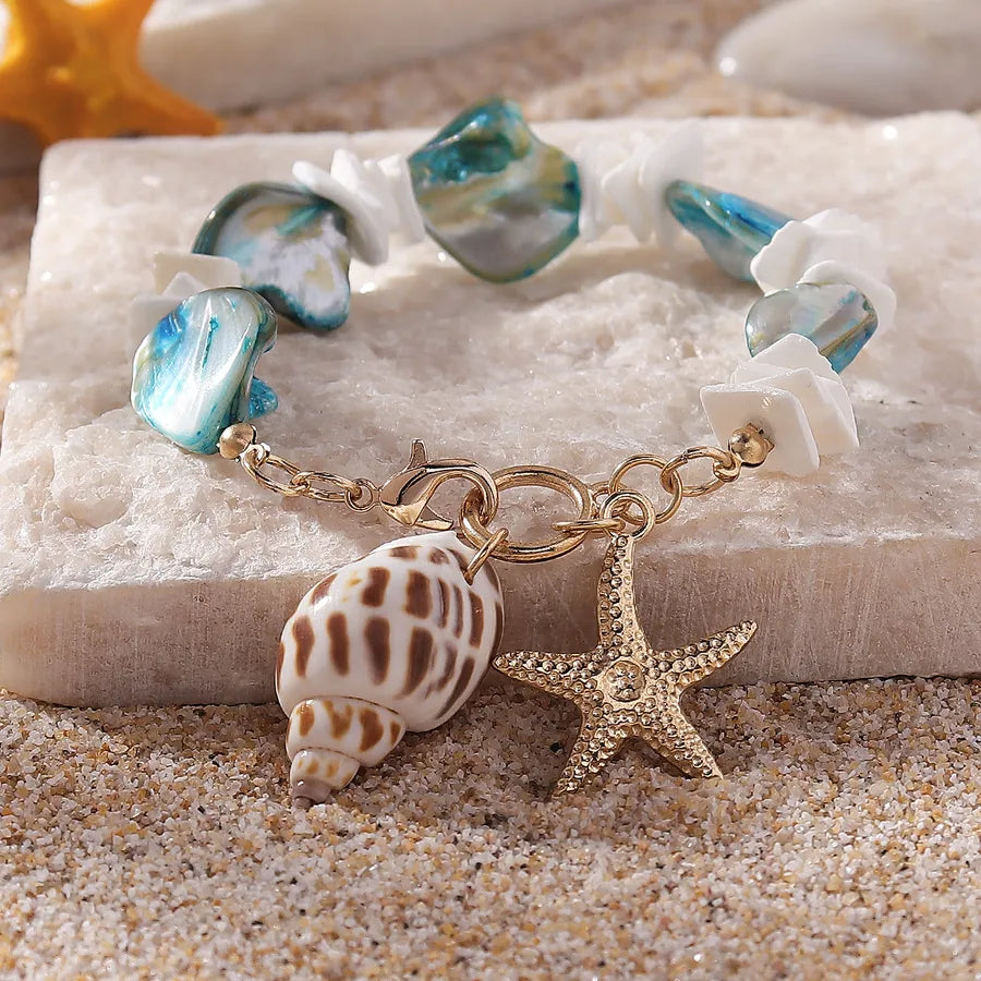 Wholesale Jewelry Vacation Beach Starfish Conch gravel Zinc alloy Anklet