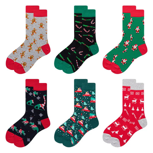 plus size Christmas Stocking  Holiday Mid-barrel Fun Gift Colorful Cotton Long-barrel Christmas Stocking Men's 41-46 Size
