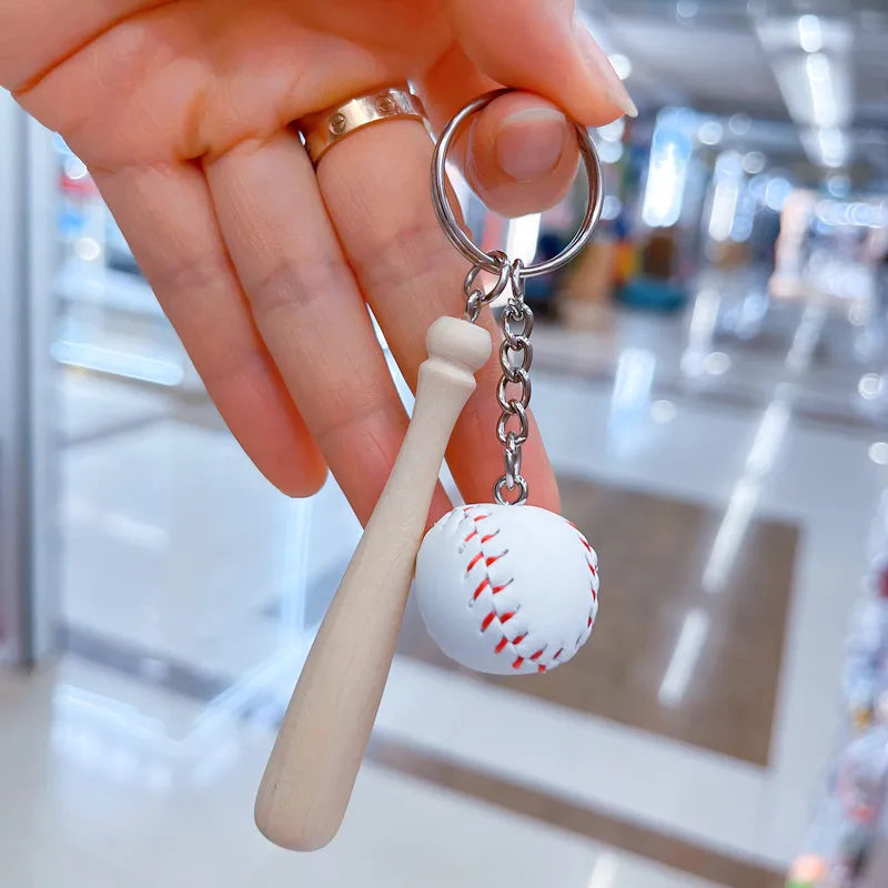 simple style sports ball pu leather metal unisex bag pendant keychain