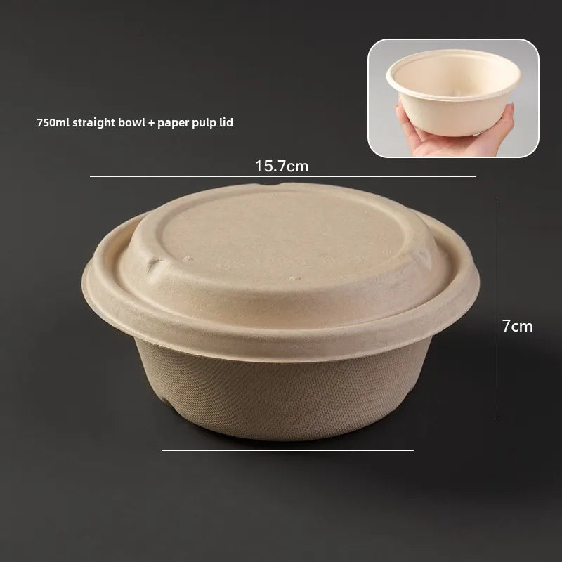 Disposable paper bowl tableware set paper bowl commercial household bowl degradable whole box disposable round bowl