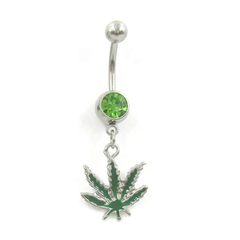 elegant sunflower maple leaf stainless steel alloy copper epoxy inlay rhinestones white gold plated gold plated belly ring