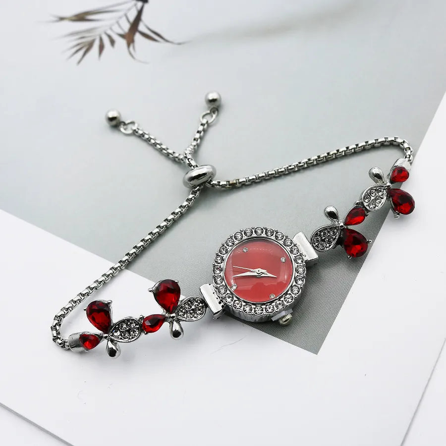 Casual Shiny Flower Jewelry Buckle Quartz Women's Watches