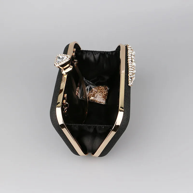 black gold silver pu leather color block rhinestone square evening bags