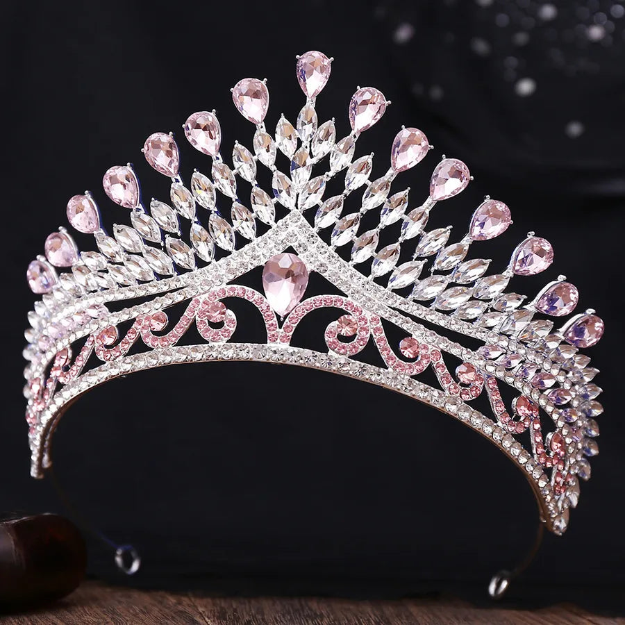 Luxurious  Bridal Crown Alloy Hairband Headwear Diamond Embedded Beauty Pageant Performance Wedding Dress