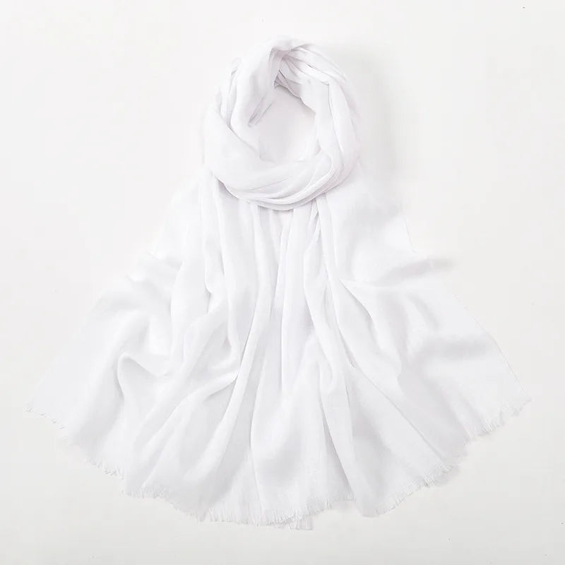 Unisex Simple Style Solid Color Slub Cotton Tassel Scarf