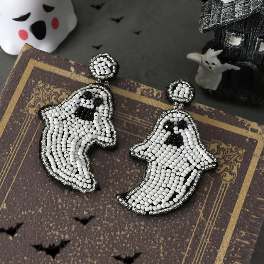 New Halloween Pumpkin Ear Cuff Quirky Individualistic Rice Bead Dangle Earrings Exaggerated Design Sense Fashion Jewelry